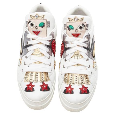 prada embellished robot leather sneakers|prada shoes.